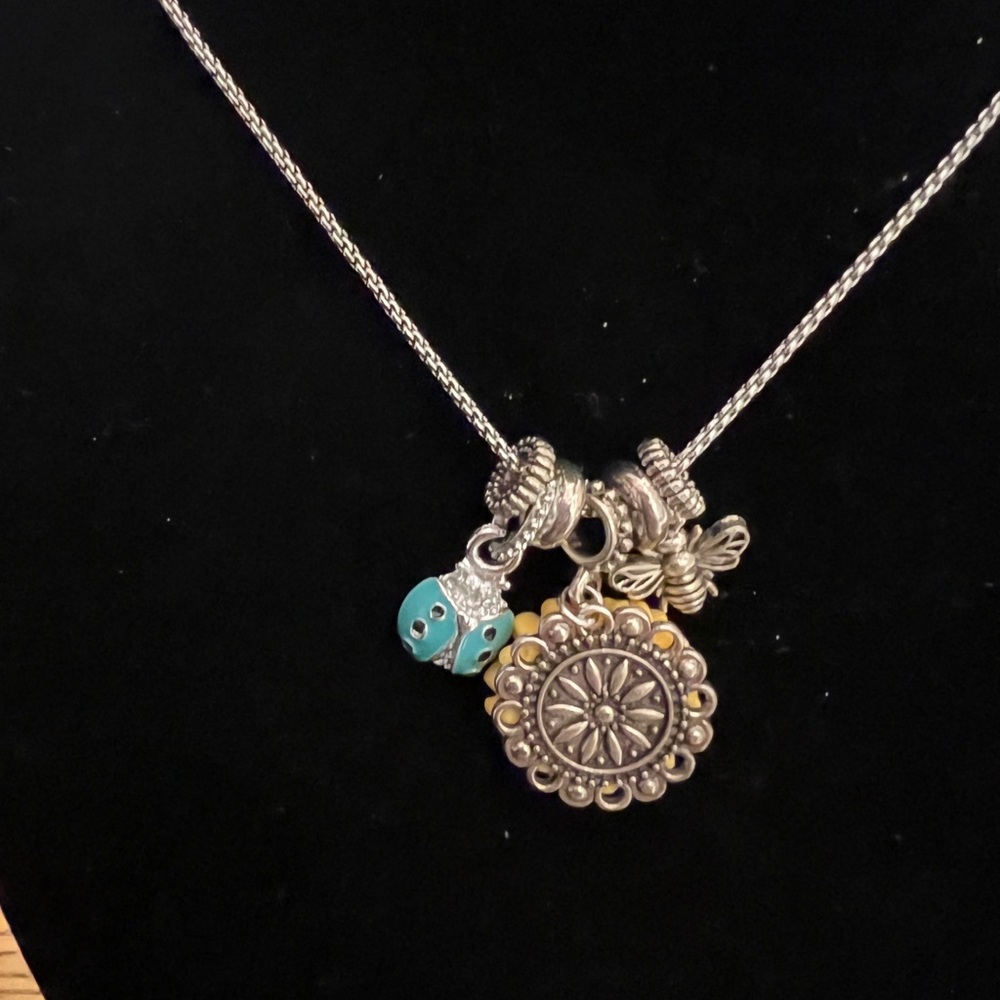 Sunflower Charm Necklace with Silver Accents - Picture 2 of 2